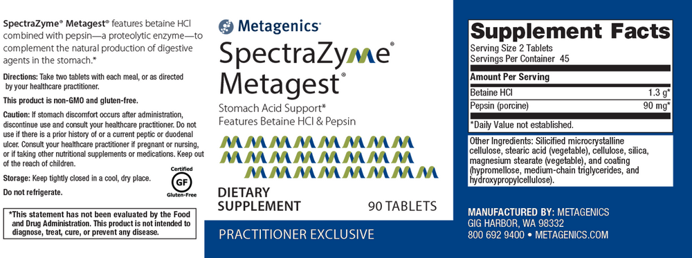 SpectraZyme® Betaine HCI + Pepsin > Formerly SpectraZyme Metagest